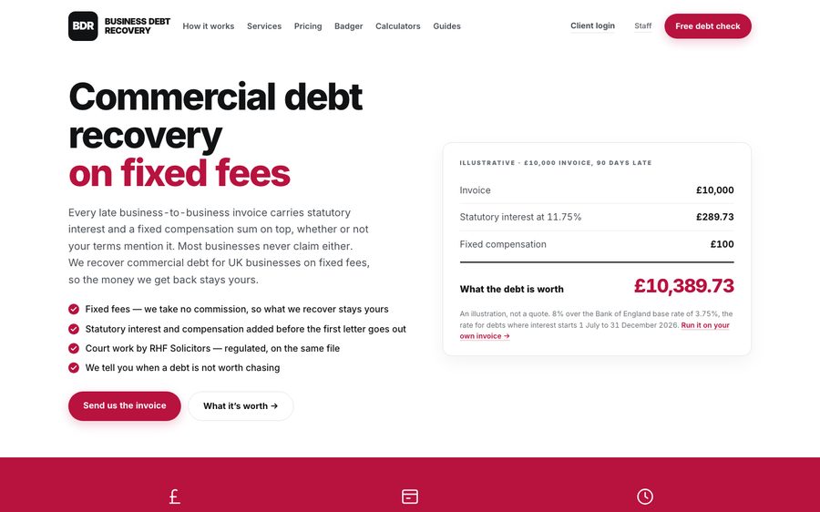 The Business Debt Recovery website