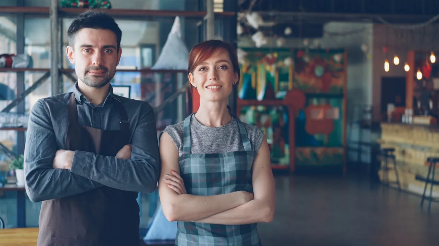 Confident small business owners