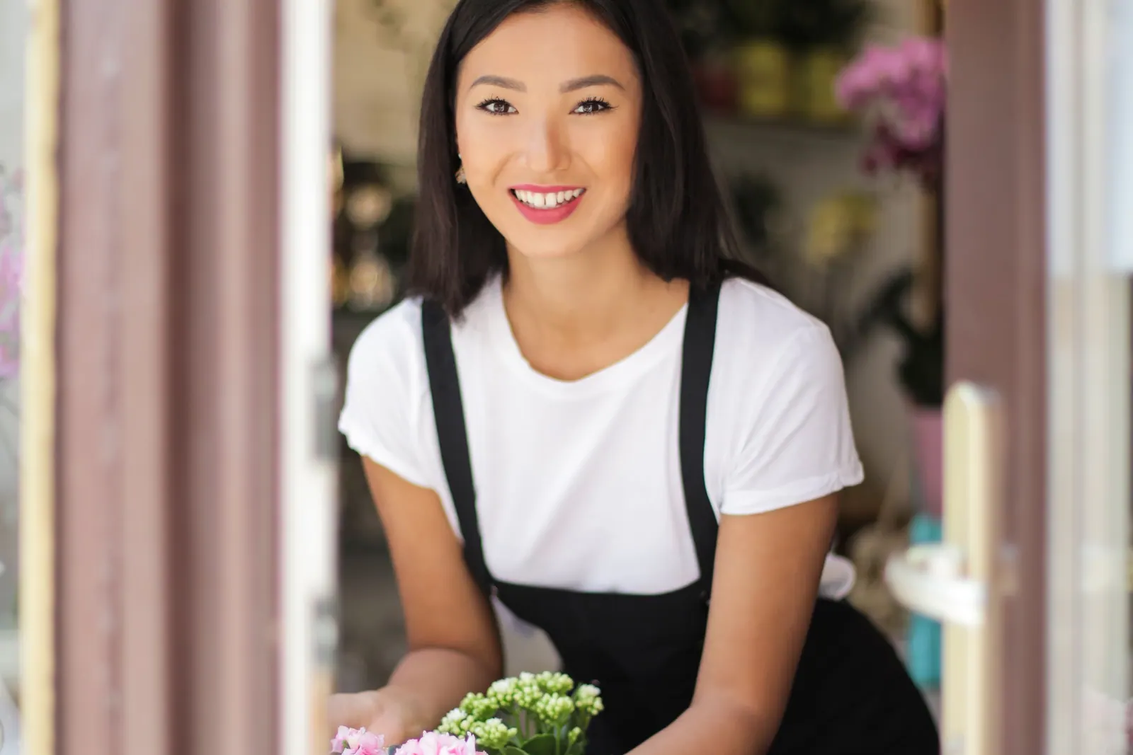 A florist in her shop