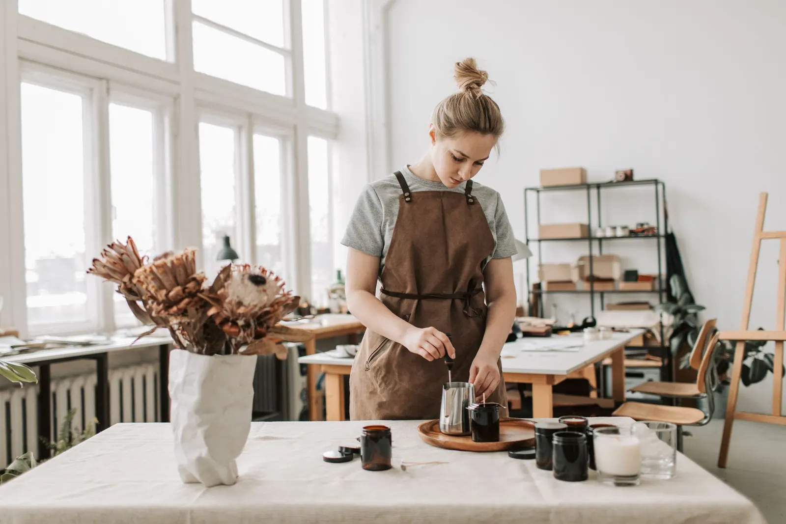 A business owner at work in her own studio
