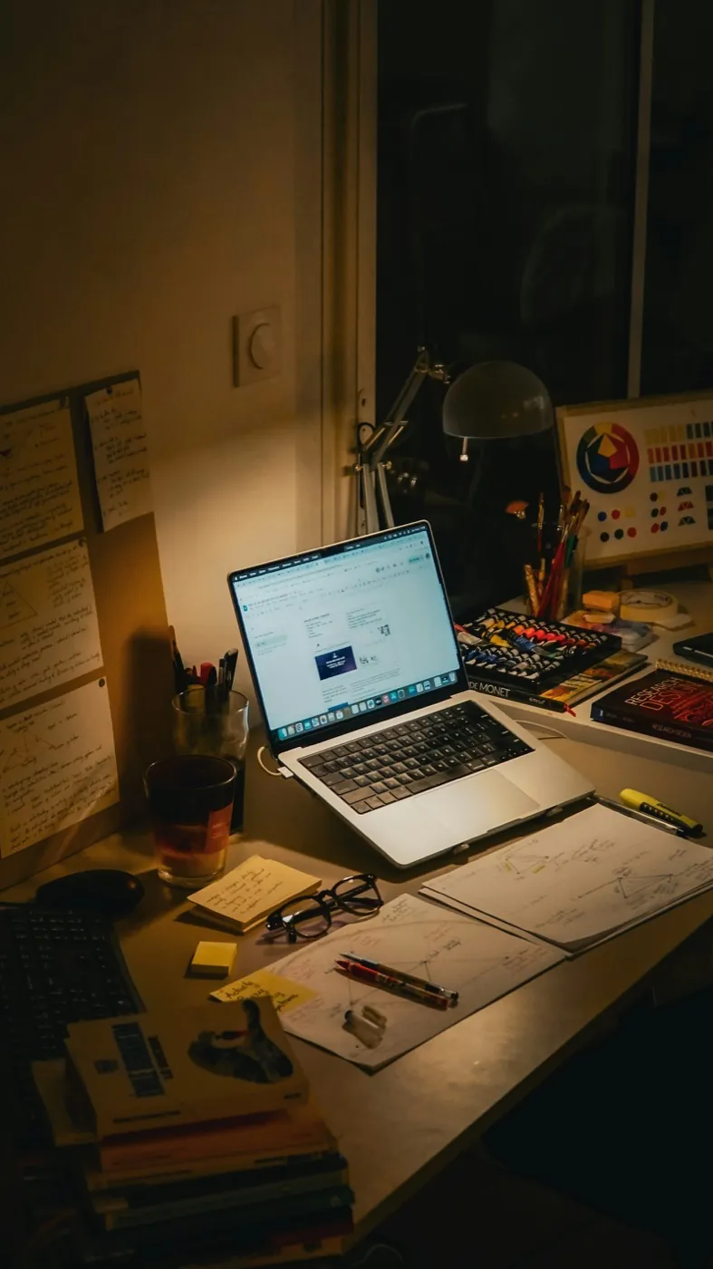 Working through the numbers at a desk