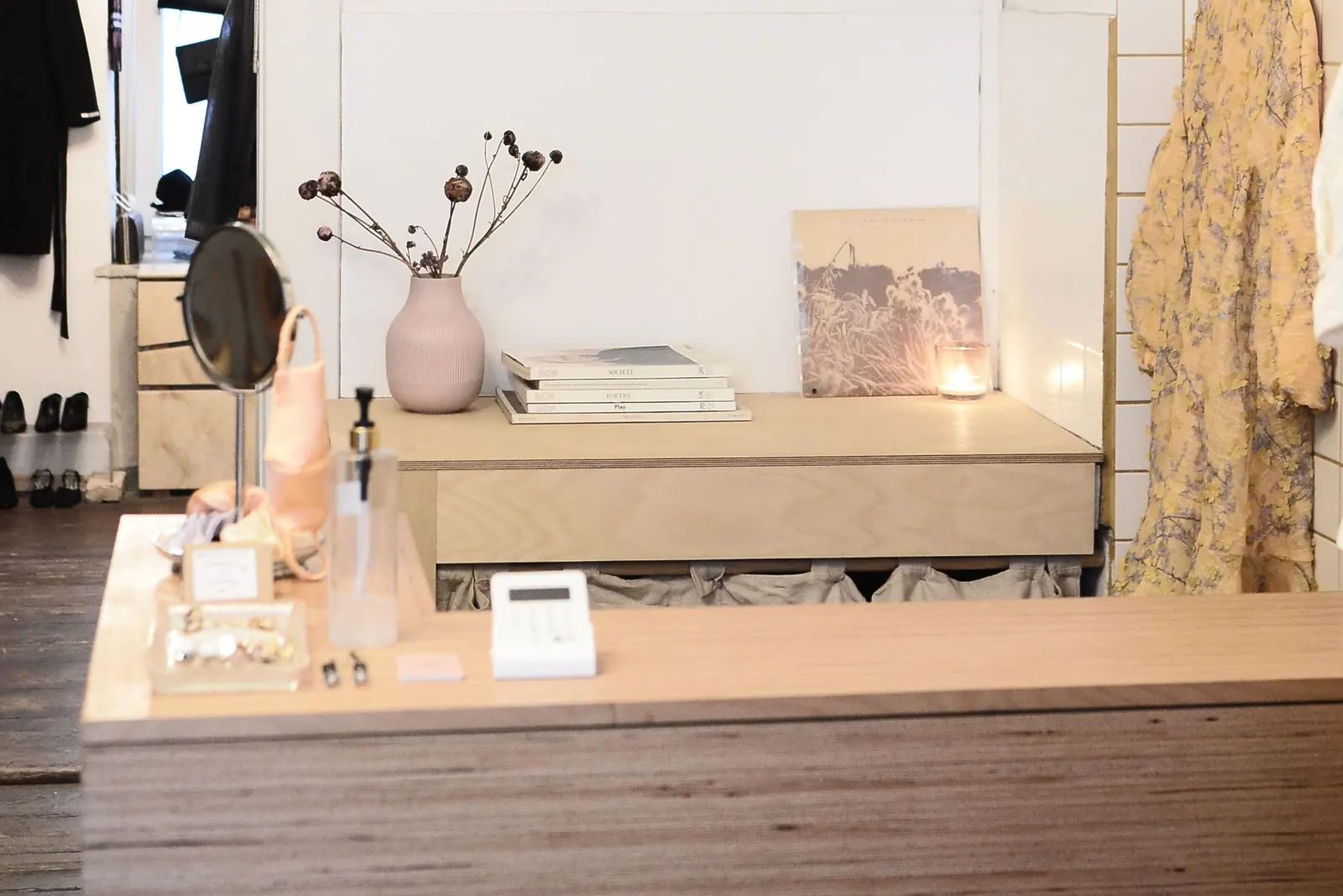 A shop counter ready for customers