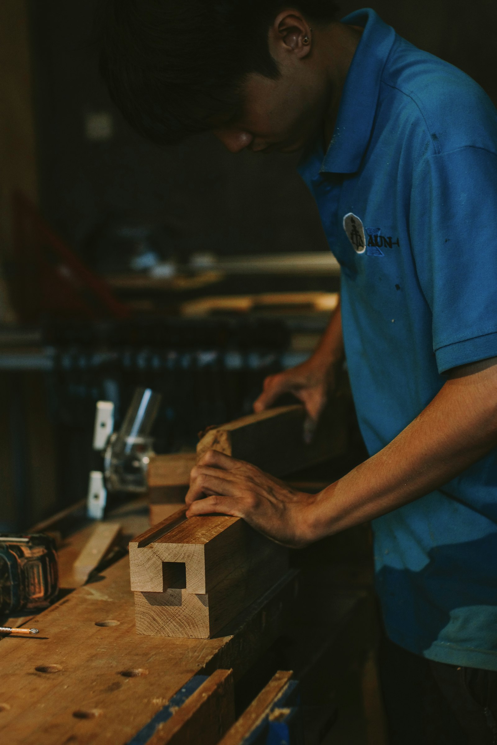 Carpenter working in a workshop