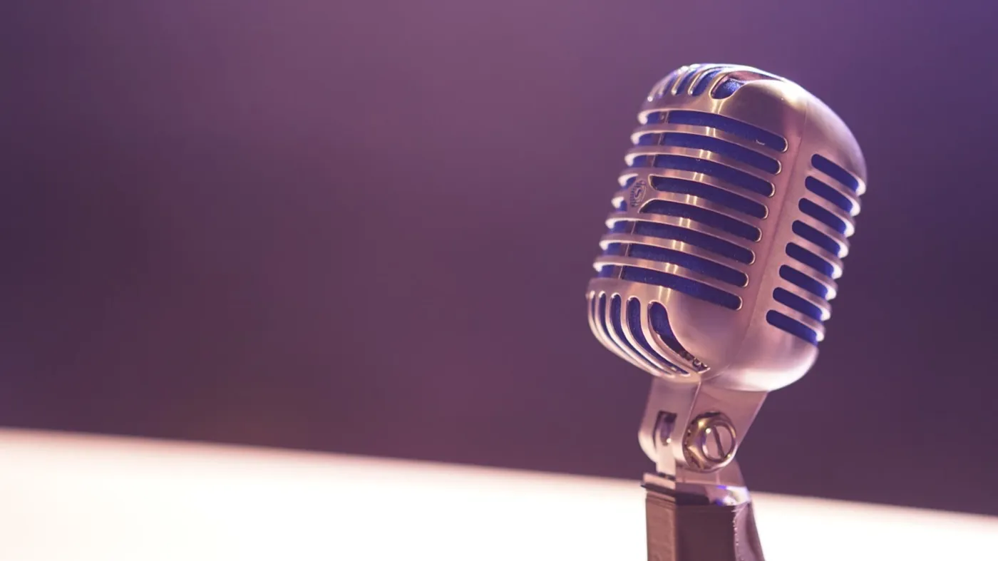 A microphone at a press announcement